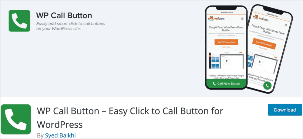 WP Call Button homepage.
