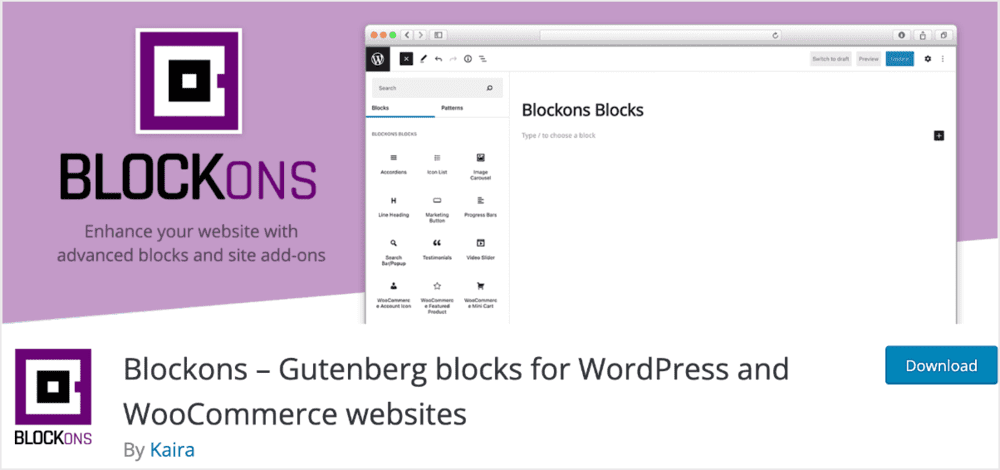Blockons homepage.