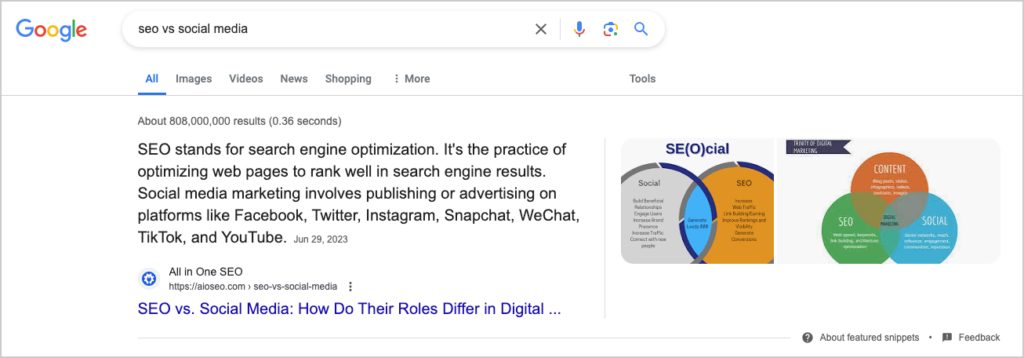 example of featured snippet