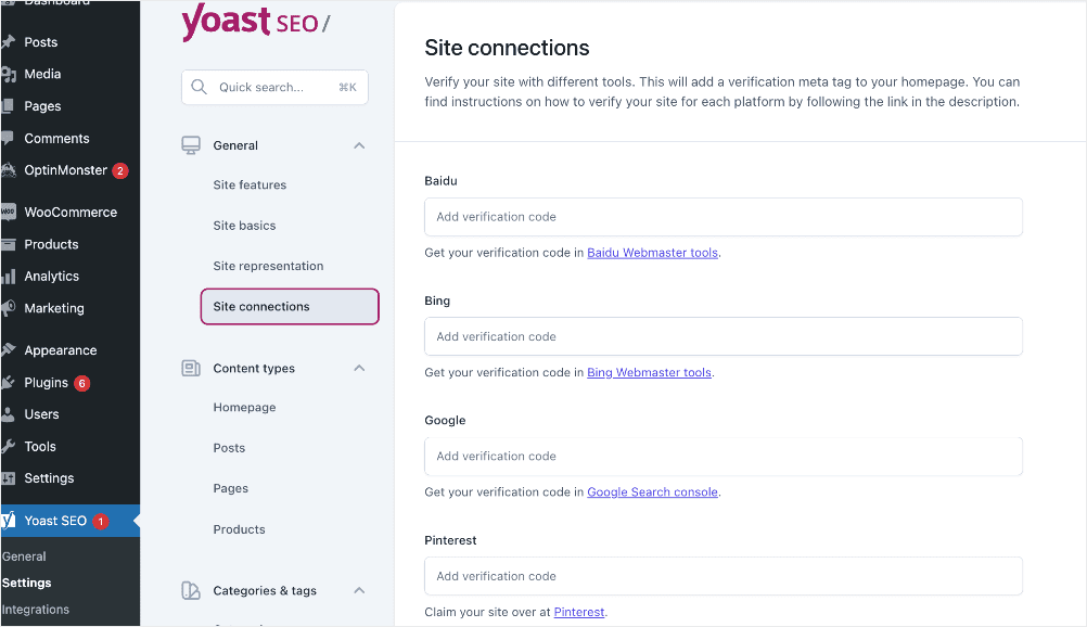Yoast's Site Connections