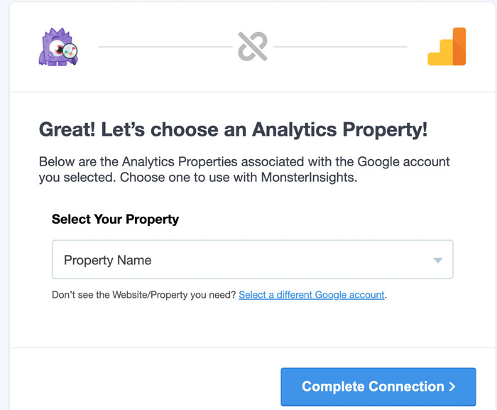 Using MonsterInsights to connect to Google Analytics.