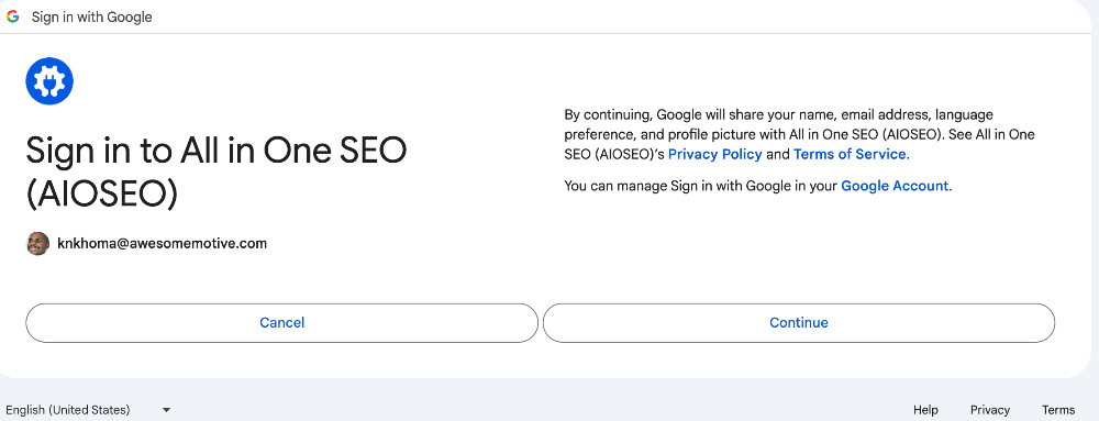 Sign in to AIOSEO
