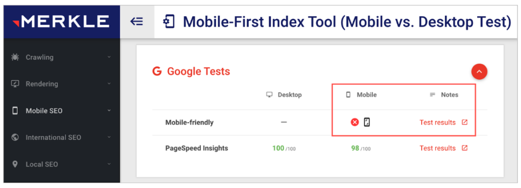 merkle mobile-first index tool