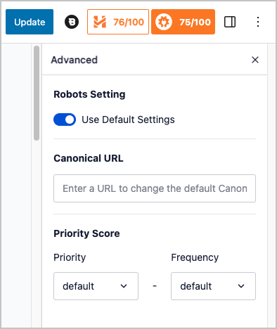 aioseo canonical tag field