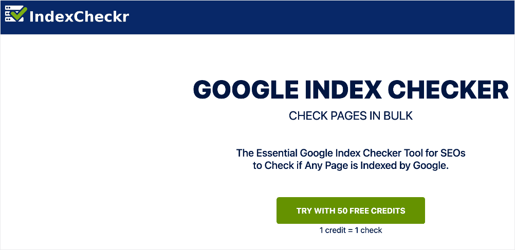 IndexCheckr homepage.