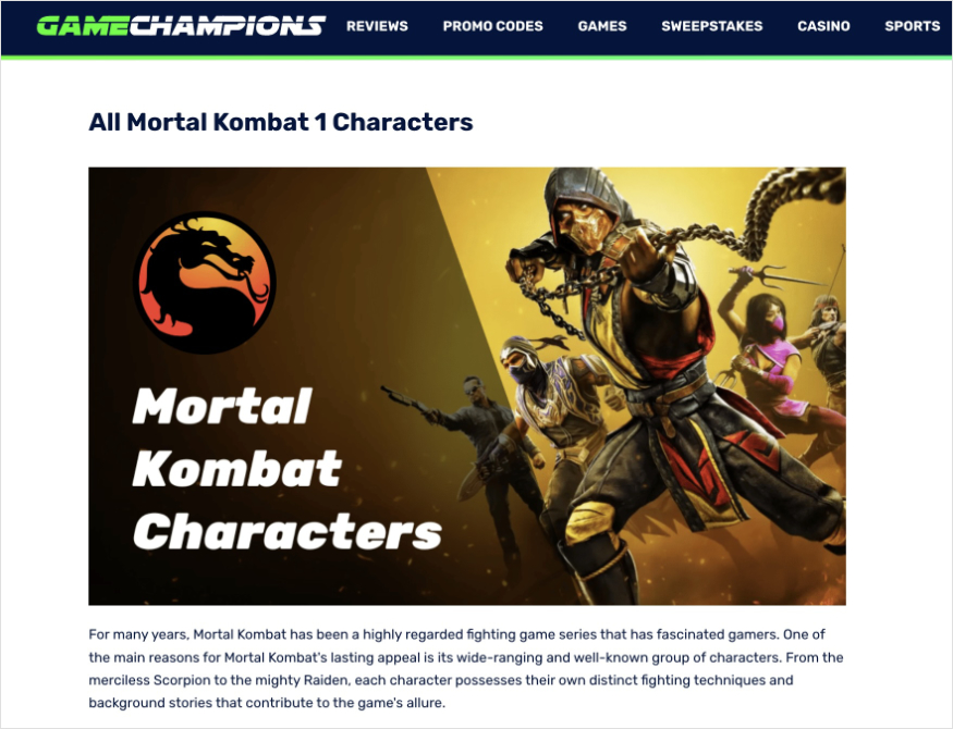 Mortal Kombat blog banner.