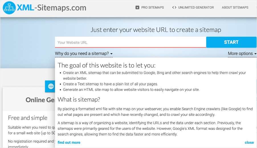 XML Sitemaps home page.