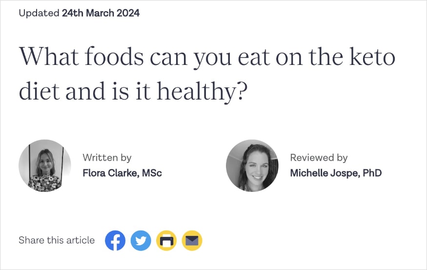 ZOE authors for a keto diet article.