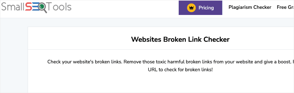 Small SEO Tools broken link finder.