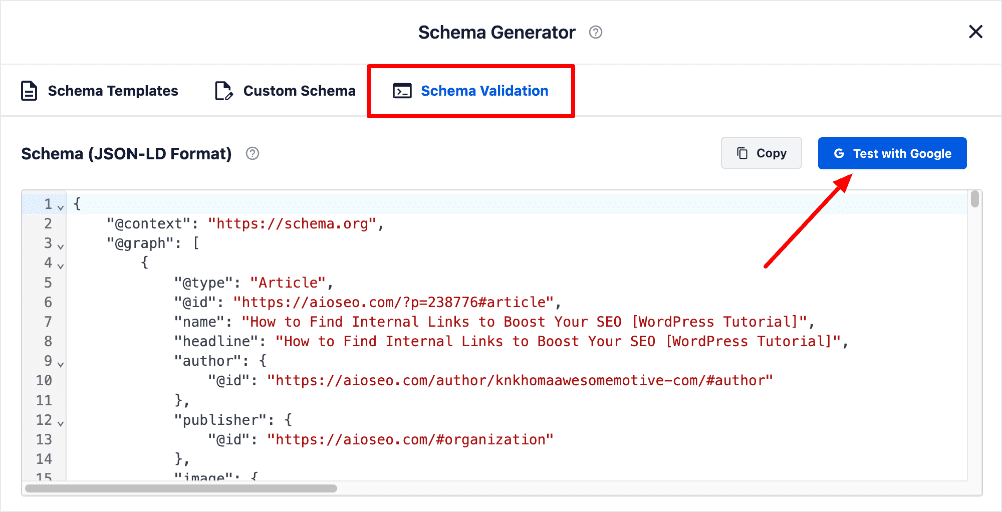 AAIOSEO's Schema Validator.