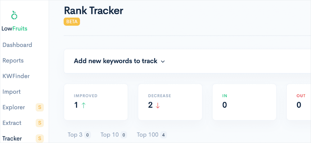 LowFruits keyword rank Tracker