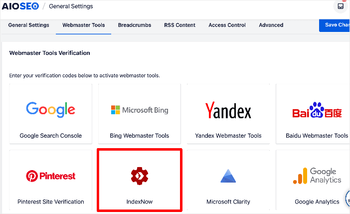 IndexNow in the webmaster tools section.