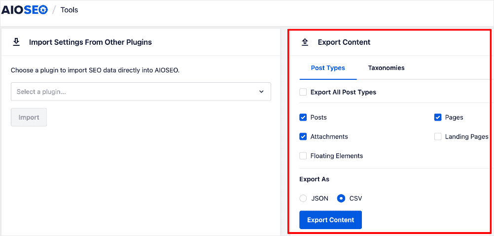 Exporting SEO data for post types.