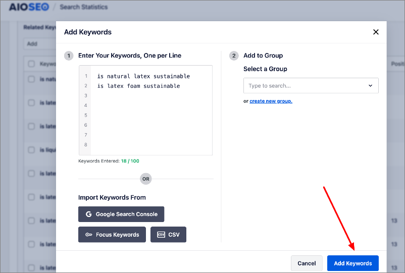 Adding keywords from Google Search Console Adding keywords from Google Search Console