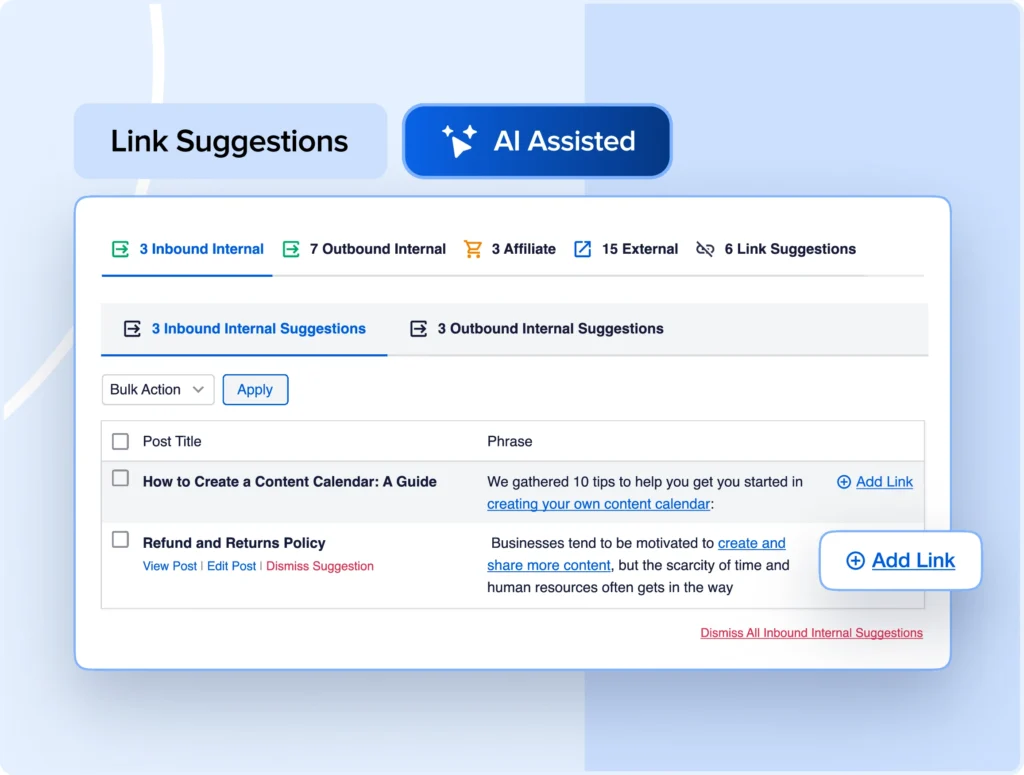 Get link suggestions right in the WordPress Editor.