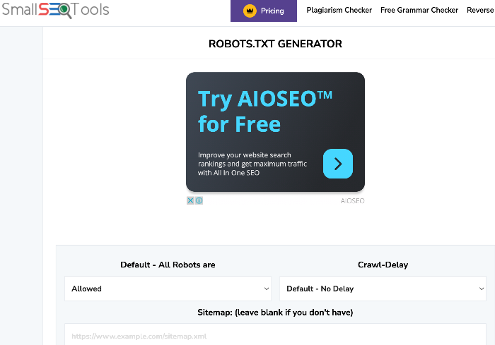 Small SEO Tools robots.txt generator. Small SEO Tools robots.txt generator.
