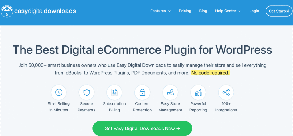 Easy Digital Downloads homepage Easy Digital Downloads homepage