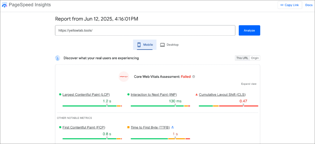 Google’s Page Speed Insights homepage. Google’s Page Speed Insights homepage.
