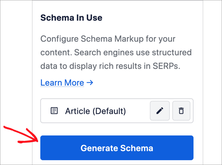 Generate Schema button Generate Schema button