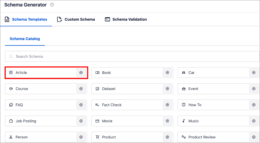 Article schema is one of the schema markup types AIOSEO offers Article schema is one of the schema markup types AIOSEO offers