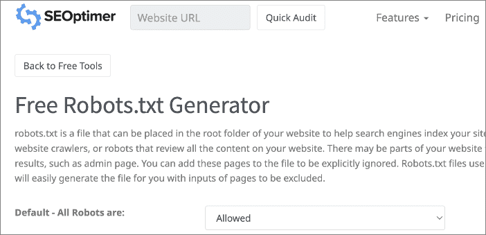 SEOPtimer robots.txt generator SEOPtimer robots.txt generator