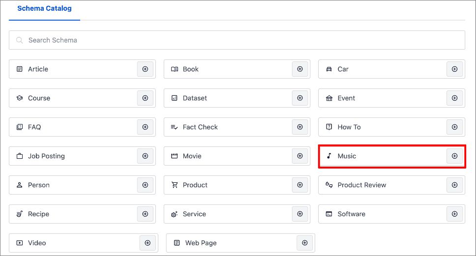 Music schema markup