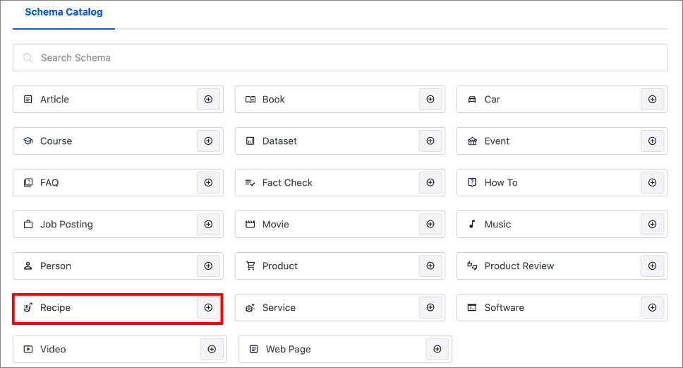 Recipe schema markup