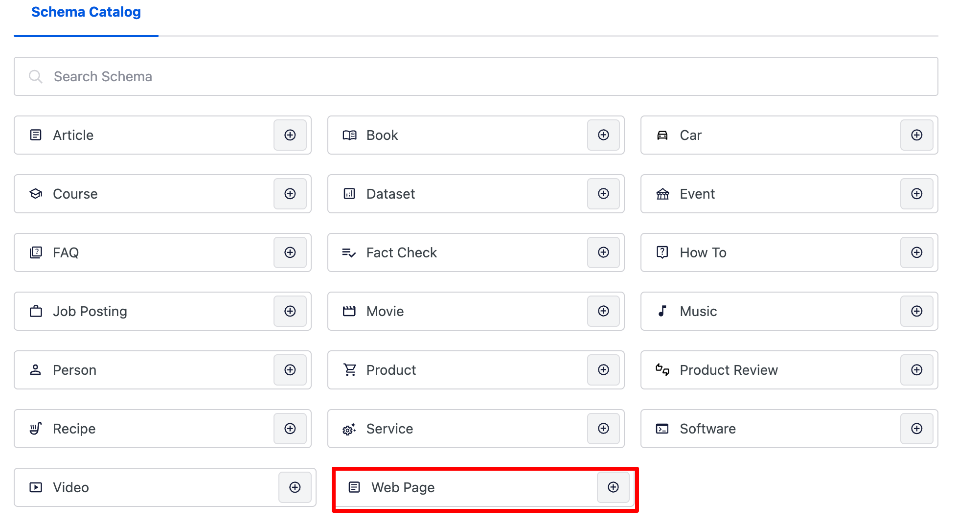 Web Page schema