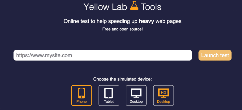Yellow Lab Tools homepage Yellow Lab Tools homepage