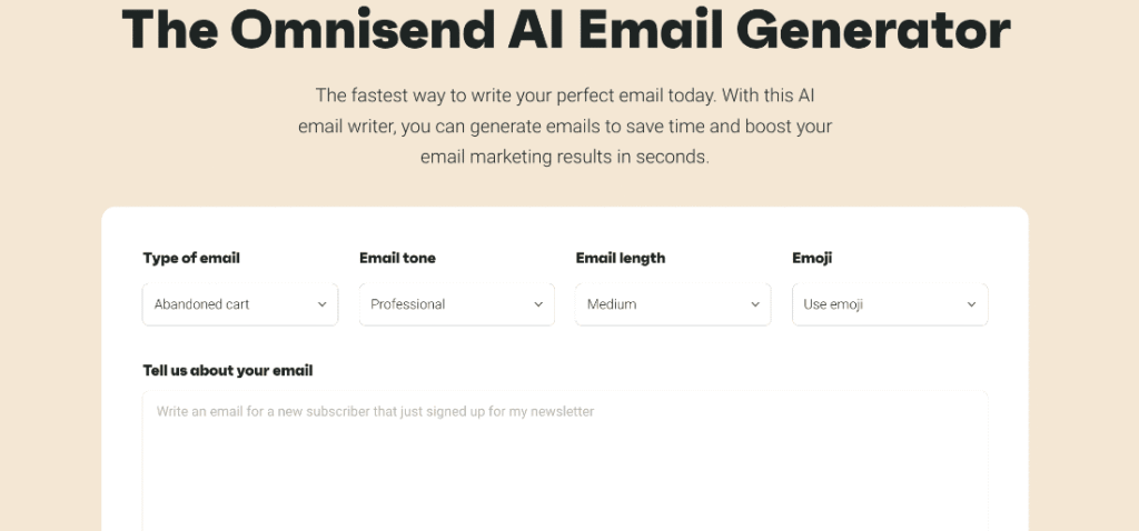 Omnisend AI email generator Omnisend AI email generator