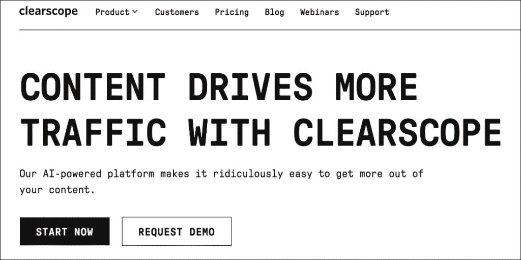Clearscope homepage