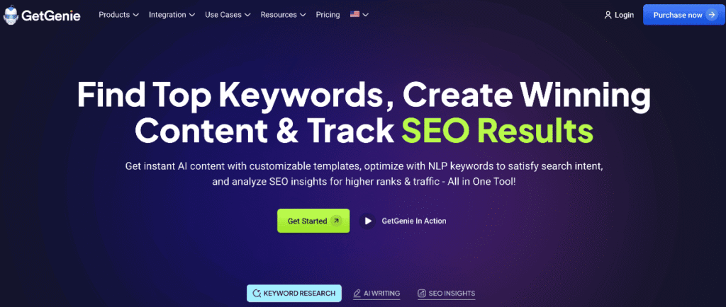 GetGenie AI homepage