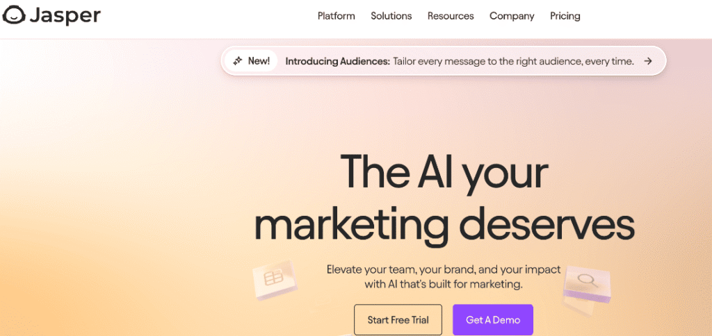 Jasper AI homepage
