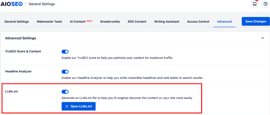 Adding llms.txt using AIOSEO Adding llms.txt using AIOSEO