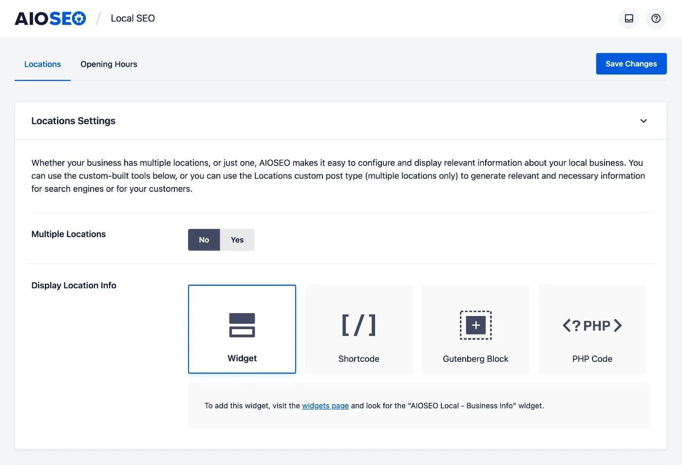 Local SEO settings for multiple locations in AIOSEO.
