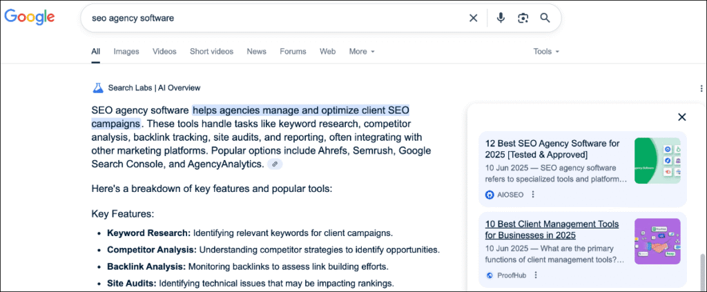 Example of AI Overviews Example of AI Overviews