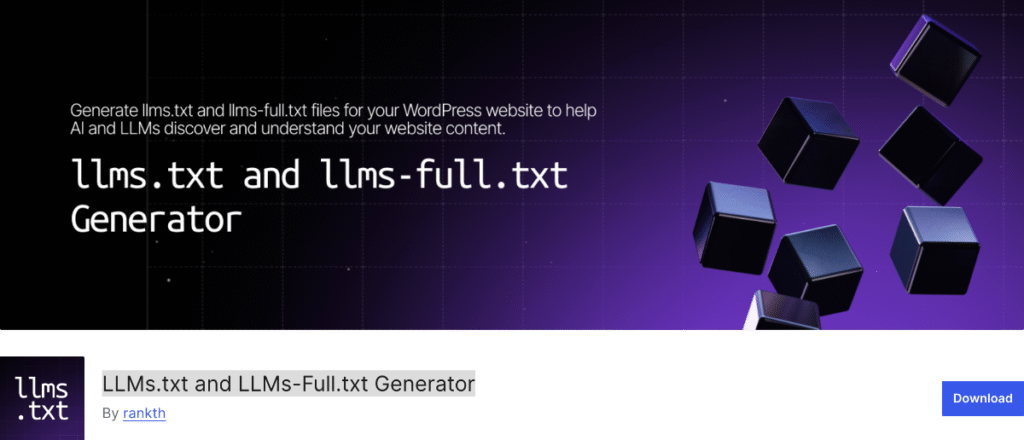 LLMs.txt and LLMs-full.txt Generator homepage LLMs.txt and LLMs-full.txt Generator homepage