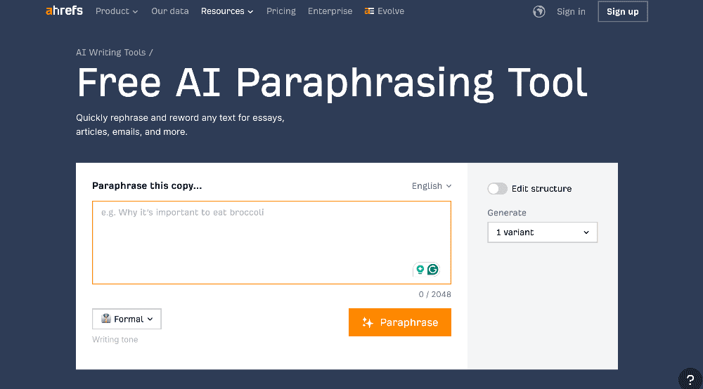 Ahrefs paraphrasing tool Ahrefs paraphrasing tool