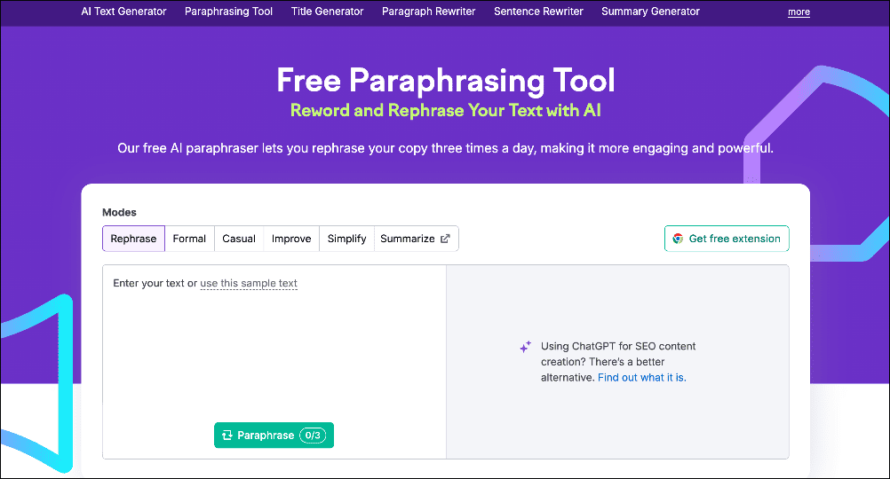 Semrush's AI paraphrasing tool Semrush's AI paraphrasing tool