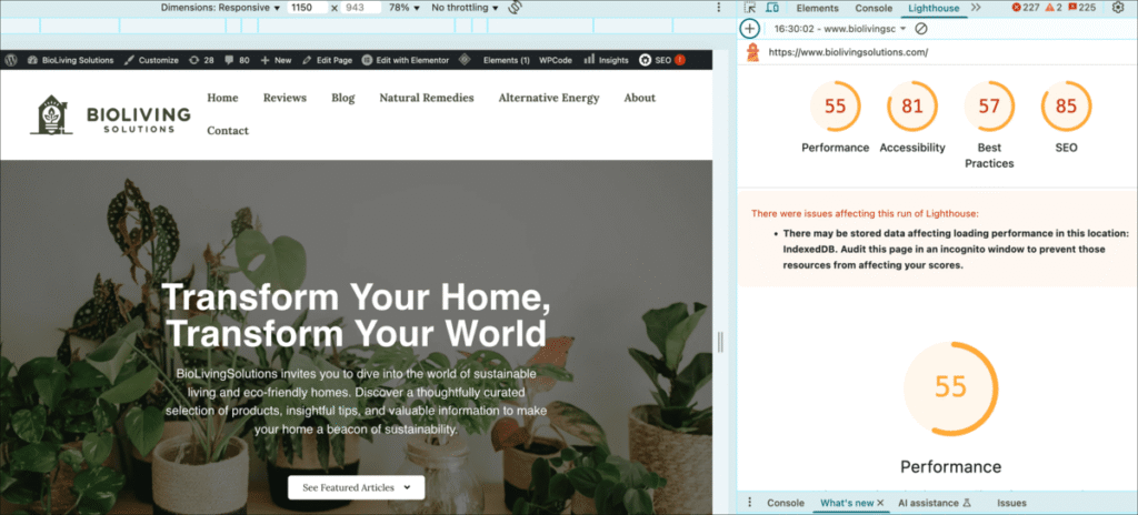 Google Lighthouse example