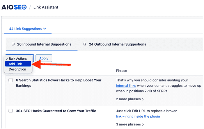 Adding internal links using Link Assistant Adding internal links using Link Assistant