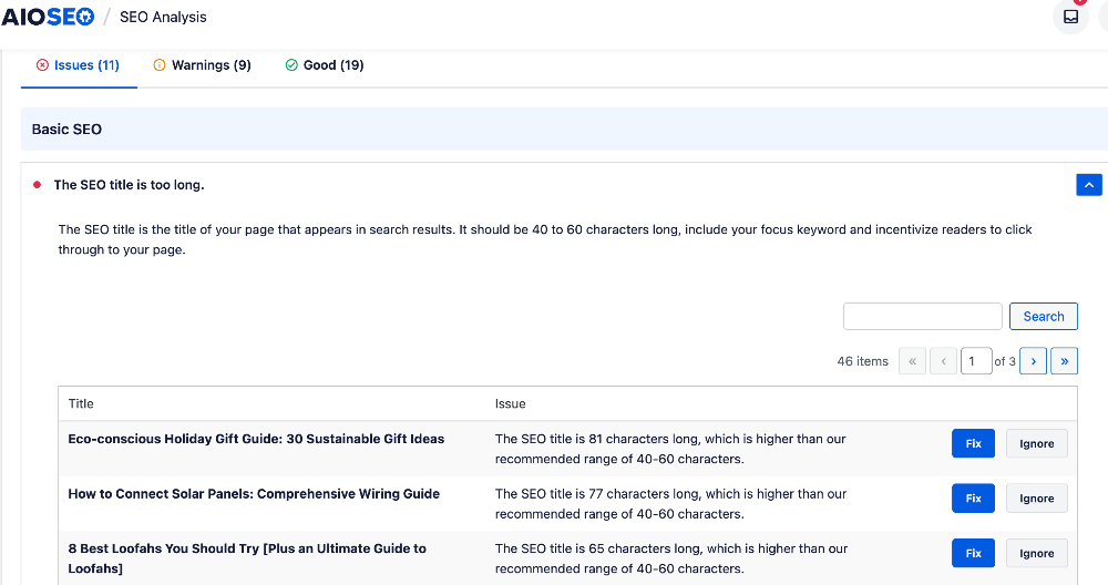 Checking SEO by issue type Checking SEO by issue type