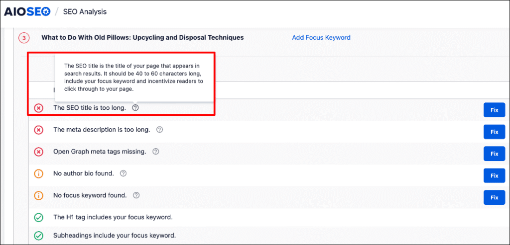 Informative tooltips Informative tooltips help you understand the issue