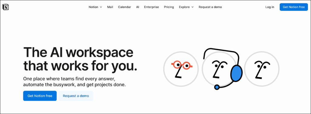 Notion homepage Notion homepage