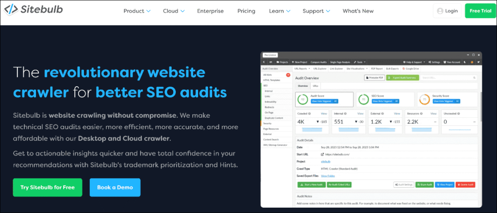 Sitebulb homepage