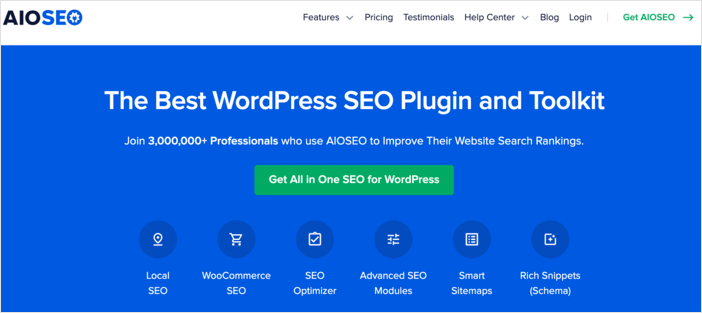 AIOSEO AIOSEO homepage. Best page SEO analysis tool for WordPress