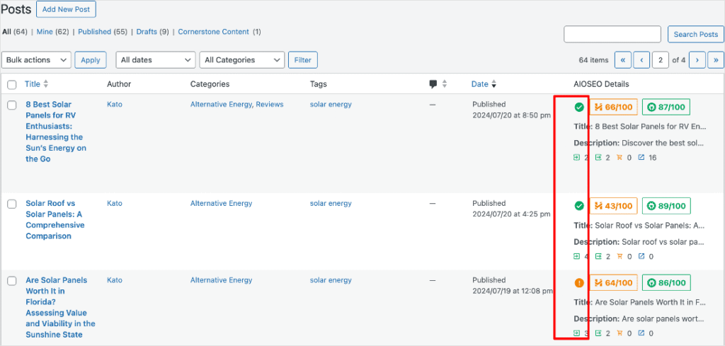 Post Index Status Post Index Status example