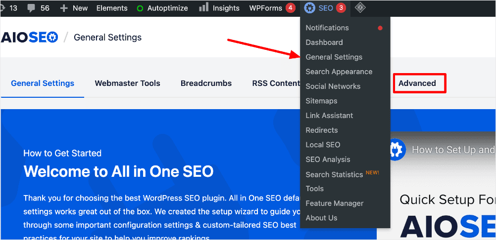 AIOSEO General Settings Setting up automated SEO reports in AIOSEO.