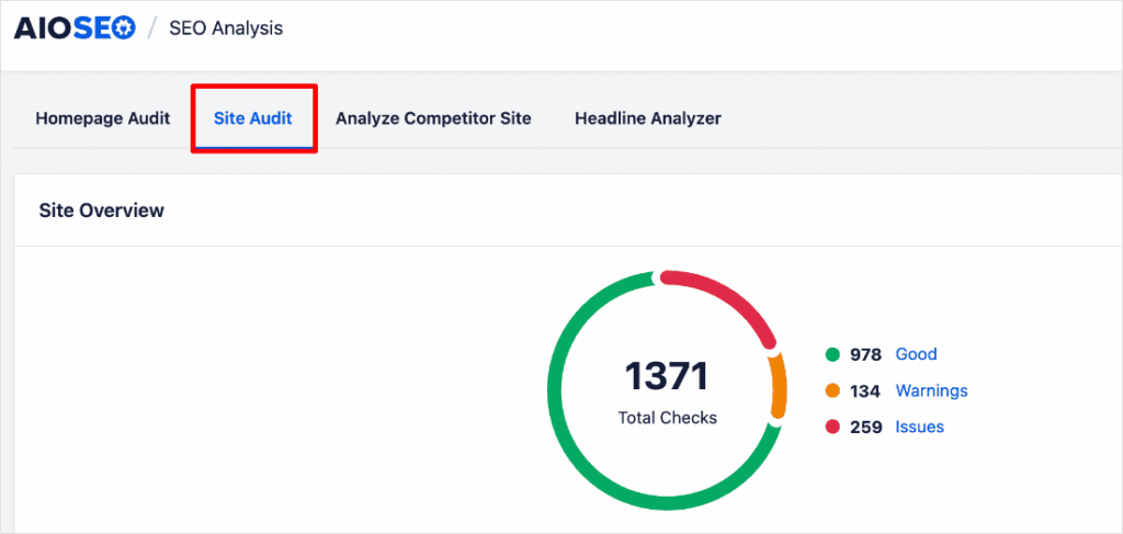 rich results Site Audit overview