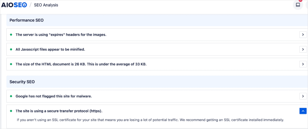 Performance and security issues in Site Audit Performance and security issues in Site Audit.